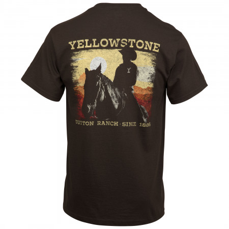 Yellowstone Dutton Ranch Sunset Front and Back Print T-Shirt